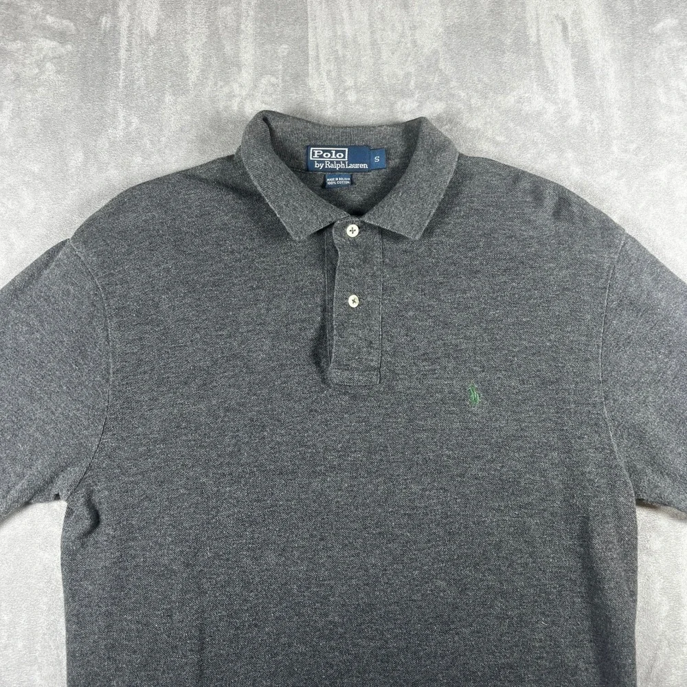 Polo Ralph Lauren Mens Small Gray Cotton Short Sleeve Pony Logo Polo Shirt
